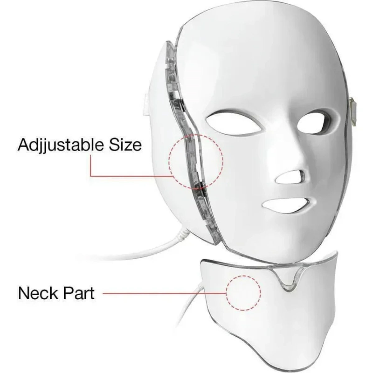 Μάσκα φωτοθεραπείας προσώπου και λαιμού 7 χρωμάτων με 200 λυχνίες led MASK - 002