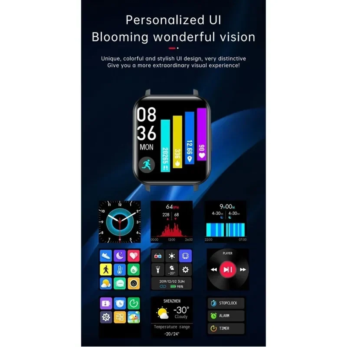 Smartwatch με παλμογράφο και οθόνη αφής T500 Plus μαύρο
