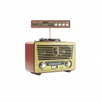 Retro επιτραπέζιο ραδιόφωνο επαναφορτιζόμενο με bluetooth και usb Yuegan YG-115BT χρυσό