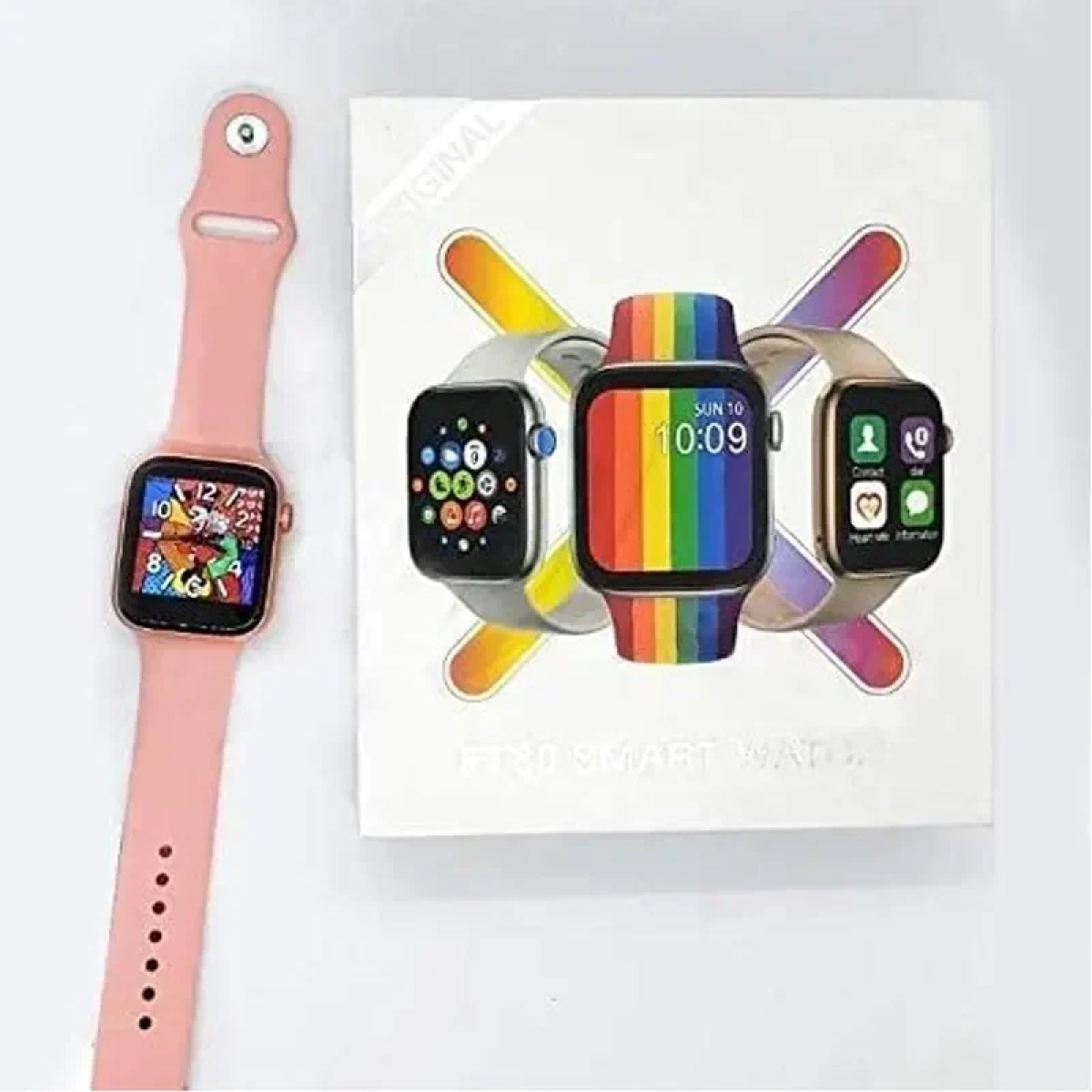 Smartwatch με παλμογράφο και οθόνη αφής FT80 44mm ροζ - Image 5