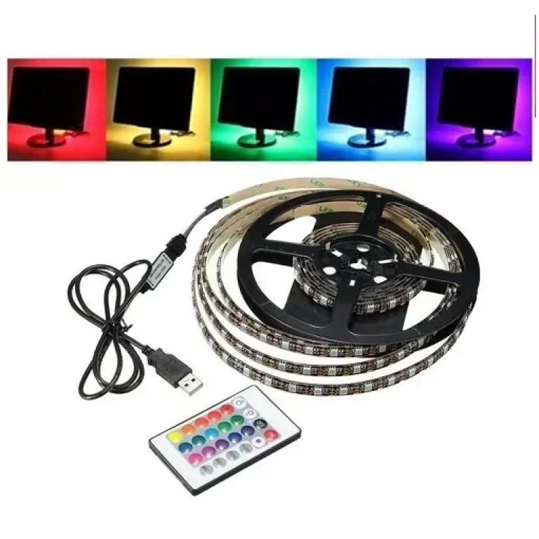 Πλήρες Κιτ Κρυφού Φωτισμού RGB με USB για Τηλεοράσεις(40'-60') και Τηλεχειριστήριο
