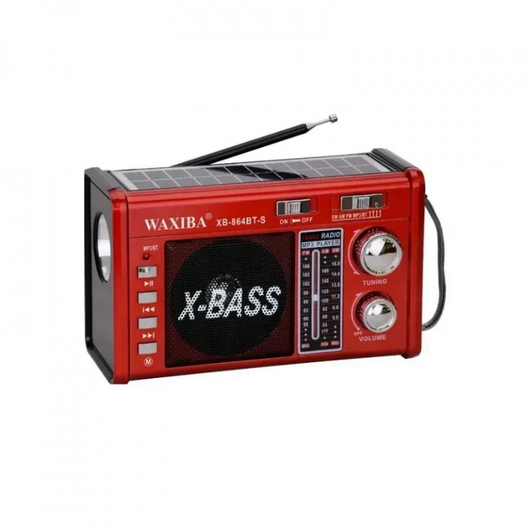 XB-864 Φορητό Ραδιόφωνο Ηλιακό με Bluetooth Κόκκινο