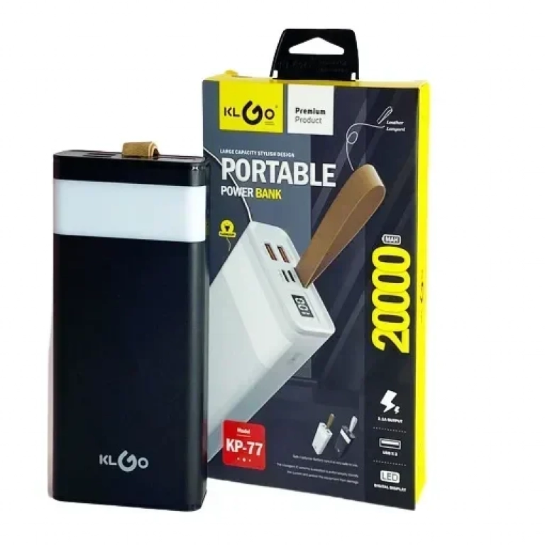 KLGO Power Bank KP-77 20000mAh Μαύρο