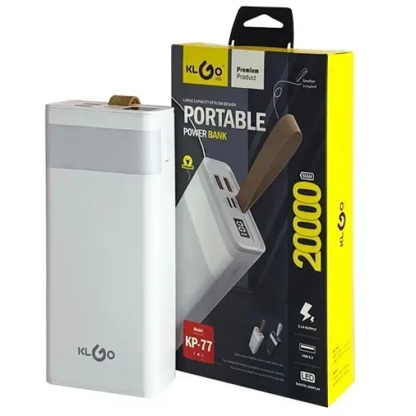 KLGO Power Bank KP-77 20000mAh Λευκό