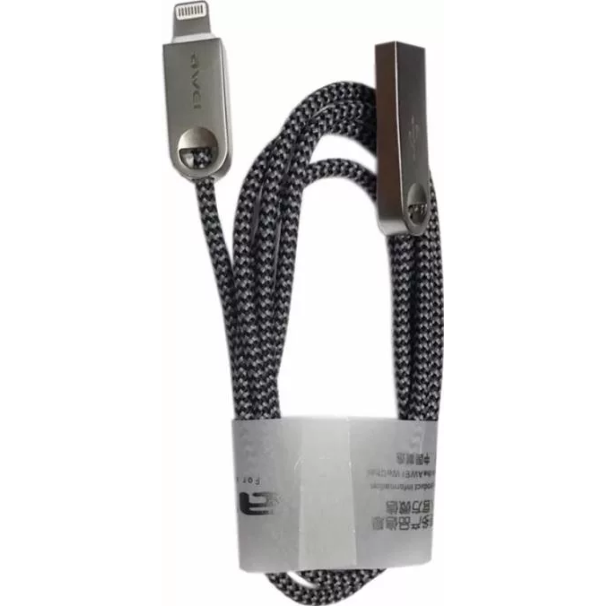 Awei CL-20 Braided USB to Lightning Cable Ασημί 1m (MM040493476) - Image 3