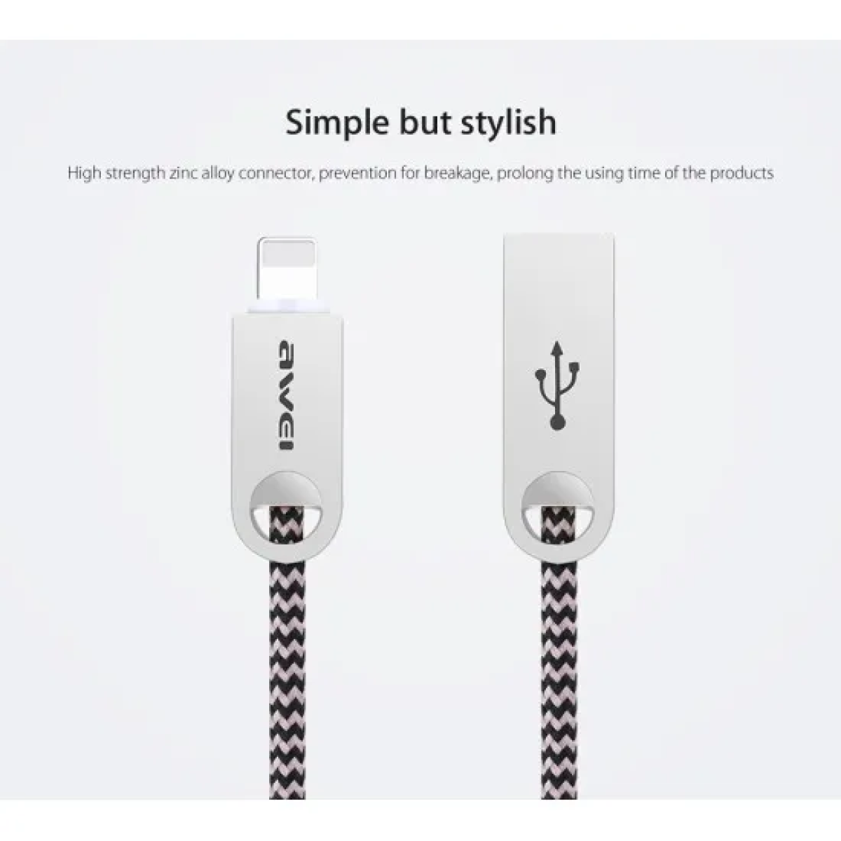 Awei CL-20 Braided USB to Lightning Cable Ασημί 1m (MM040493476) - Image 6
