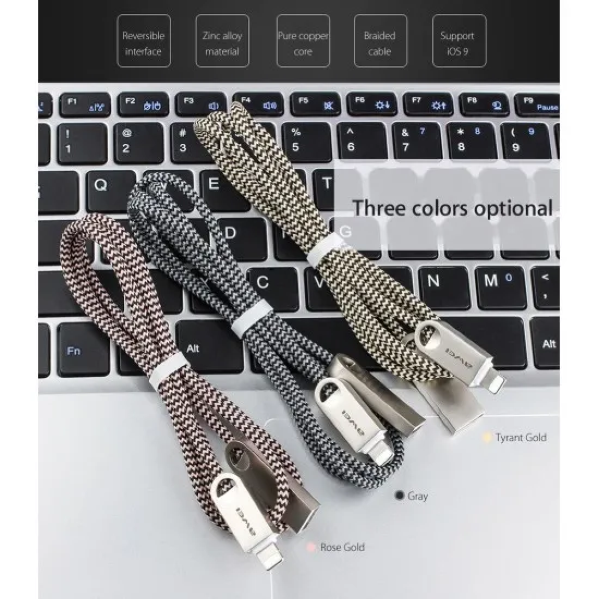 Awei CL-20 Braided USB to Lightning Cable Ασημί 1m (MM040493476) - Image 7