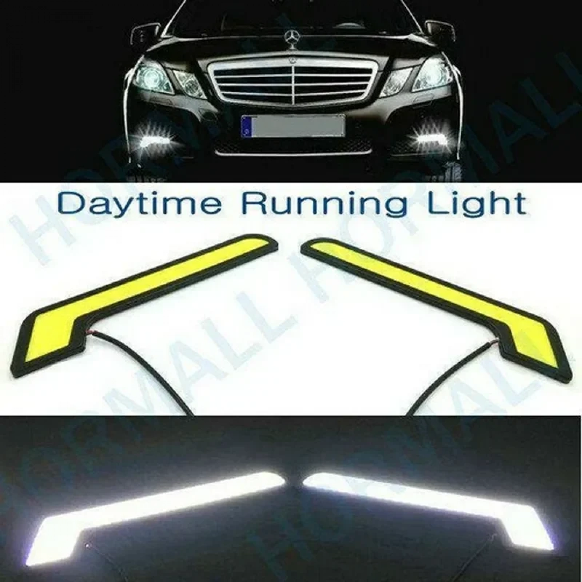 Φώτα Ημέρας Τύπου Mercedes Benz LED COB 6500Κ Λευκό Σετ 2τμχ CO