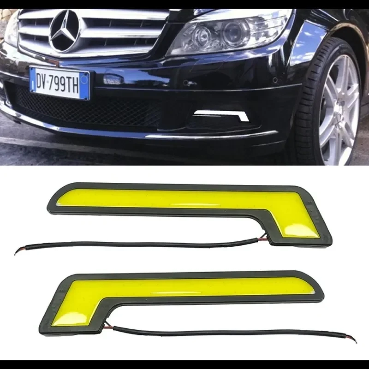 Φώτα Ημέρας Τύπου Mercedes Benz LED COB 6500Κ Λευκό Σετ 2τμχ CO