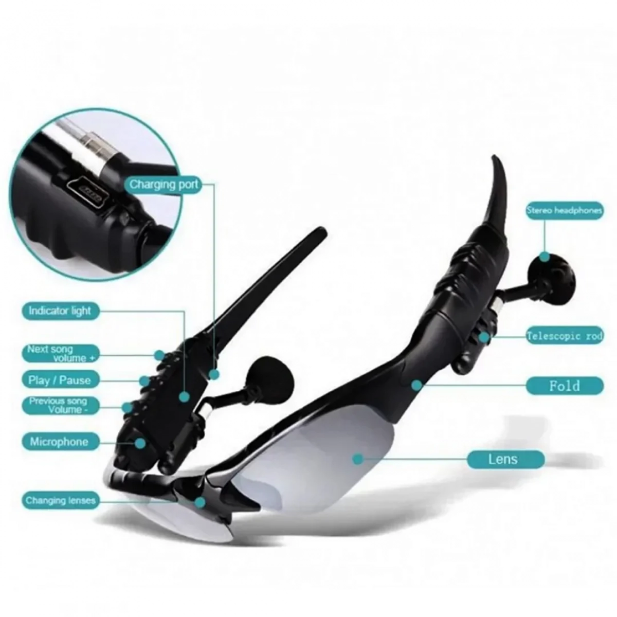 Γυαλιά Ηλίου Και Ακουστικά Bluetooth Handsfree 2 σε 1 Andowl Q-A28 – Μαύρο