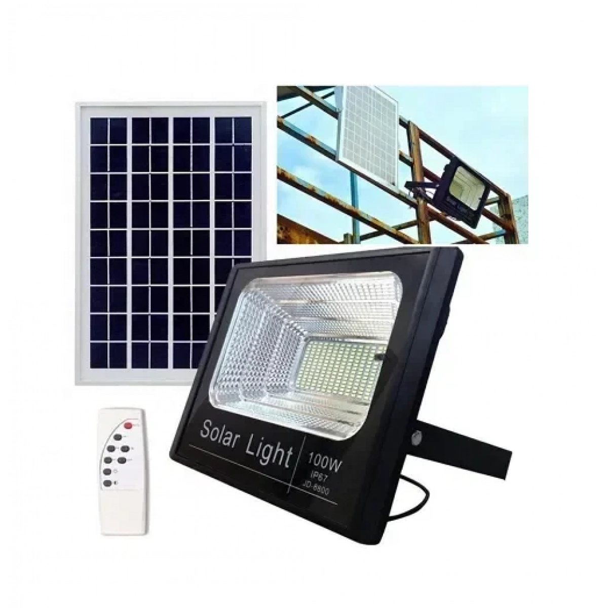 Ηλιακός προβολέας αδιάβροχος 100W με φωτοβολταϊκό πάνελ τηλεκοντρόλ και χρονοδιακόπτη FO-88100 - Image 3
