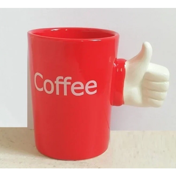 Κούπα Κεραμική Κόκκινη Coffee με λαβή χεράκι like