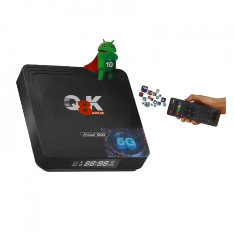 Μετατροπέας Smart TV UHD 5G WiFi Android 10 με Οθόνη LCD 64GB - 4GB RAM SD / USB 2.0 - Andowl Q8K