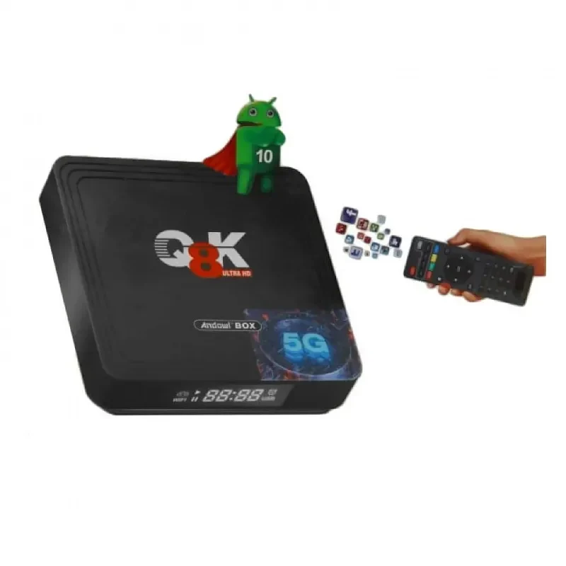 Μετατροπέας Smart Tv Uhd 5G Wifi Android 10 Με Οθόνη Lcd 64Gb - 4Gb Ram Sd / Usb 2.0 - Andowl Q8K