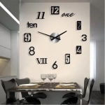 Αυτοκόλλητο Ρολόι Τοίχου Numbers And Letters DΥΙ Μαύρο 120cm Πλαστικό 52306665