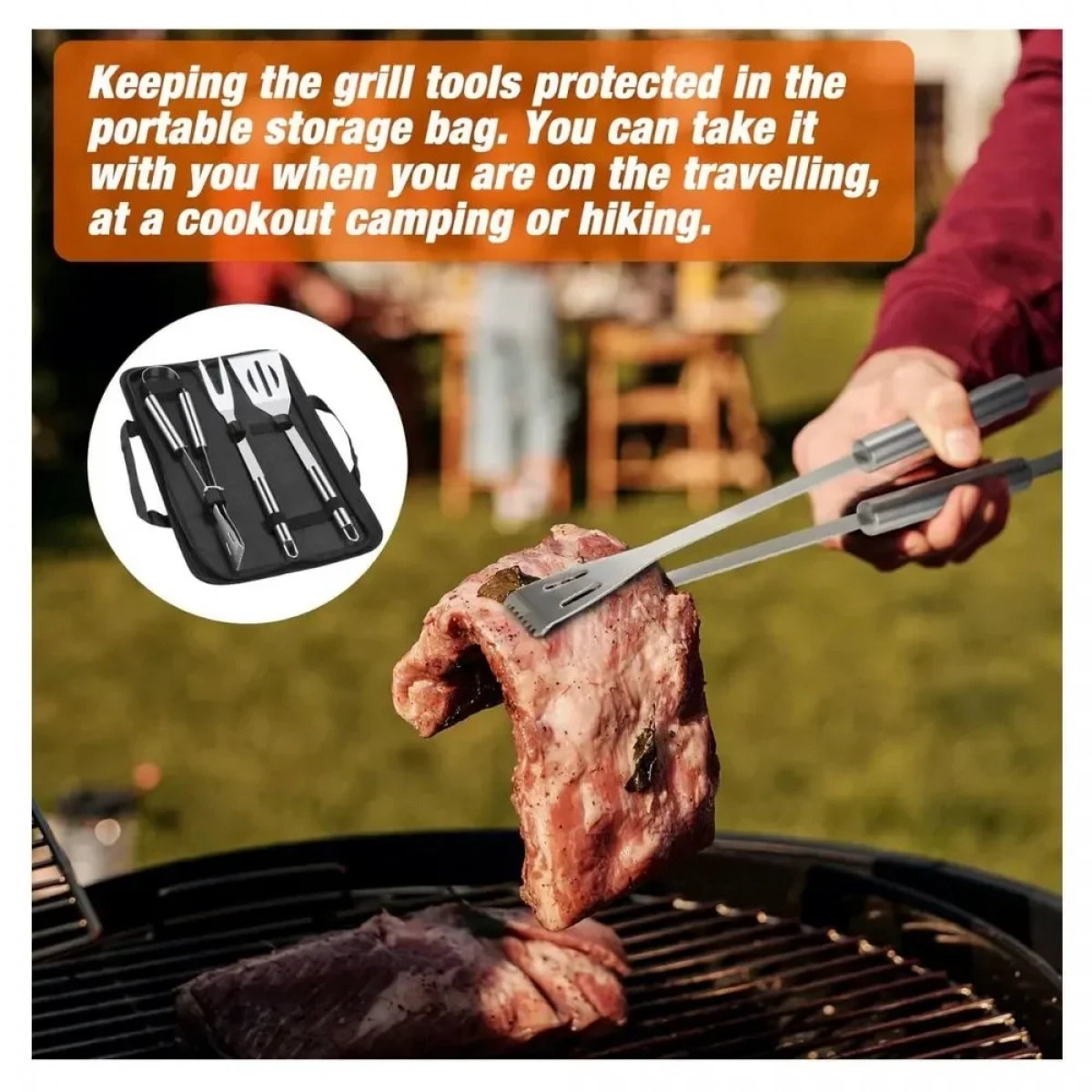 Σετ Εργαλείων Ψησίματος BBQ 3τμχ (Ασημί) - Photo8
