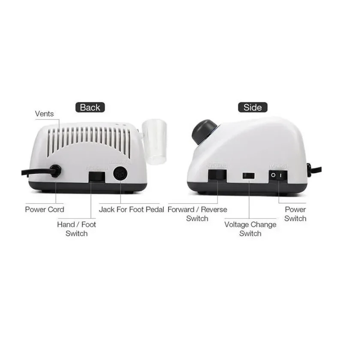 Strong 210 Τροχός Νυχιών Ρεύματος 35000rpm με Πεντάλ σε Λευκό Χρώμα 65W