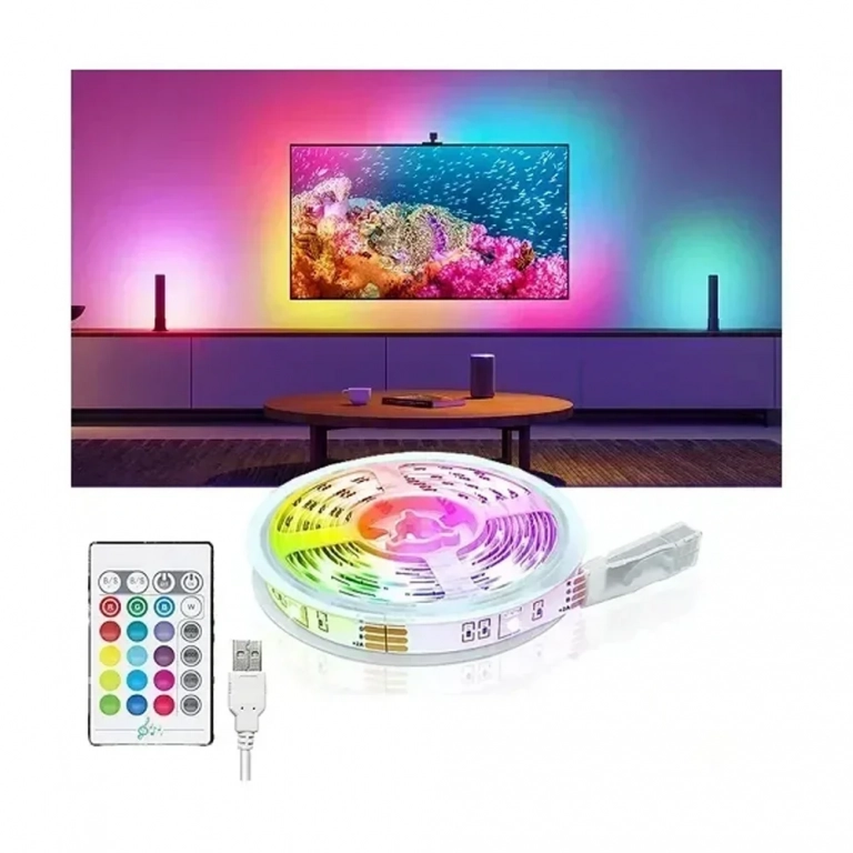 Ταινία LED RGB 2m με Τροφοδοτικό και Τηλεχειριστήριο SMD5050 USB (5V) G4-UML5050