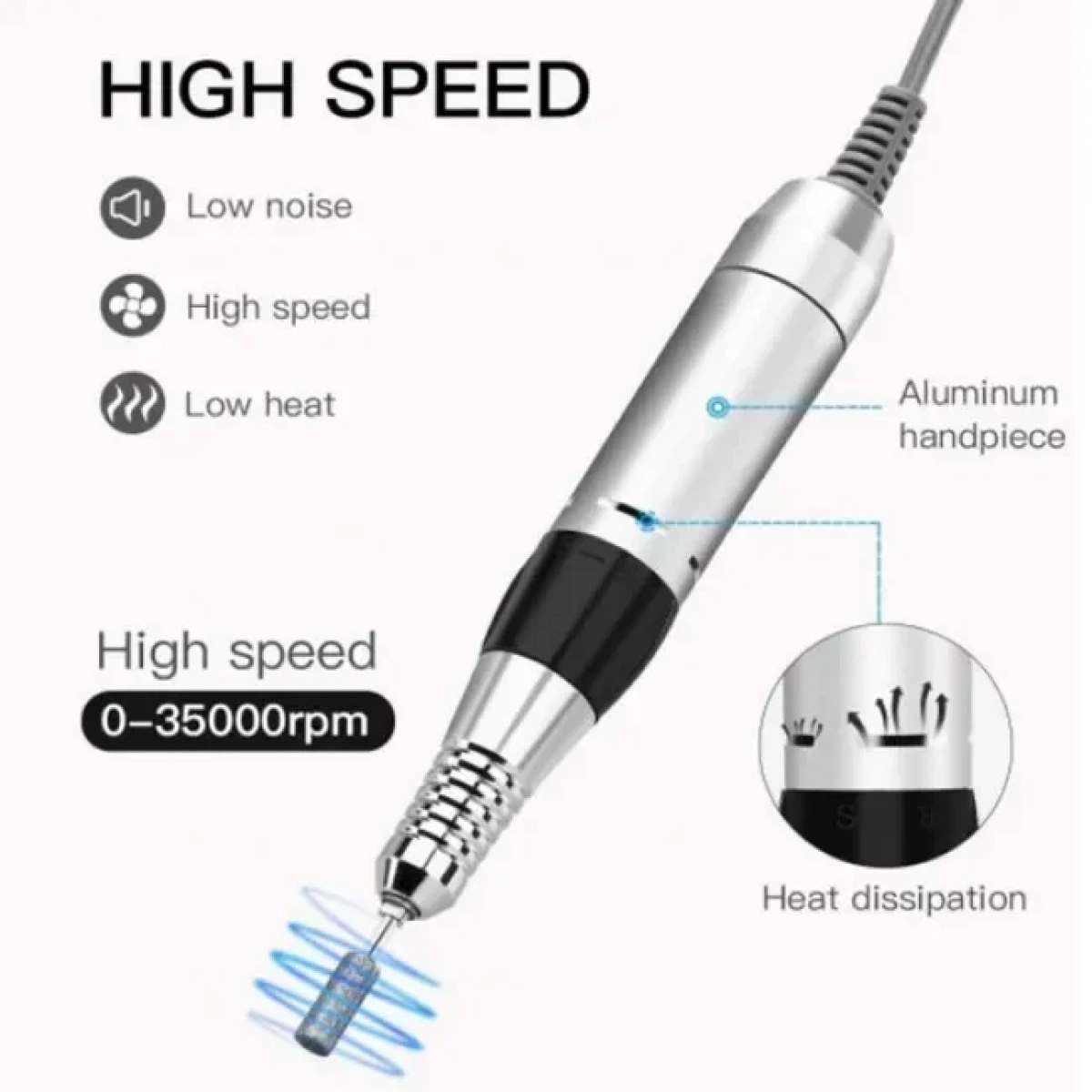 Sml M7 Τροχός Νυχιών Μπαταρίας 35000rpm σε Λευκό Χρώμα 25W