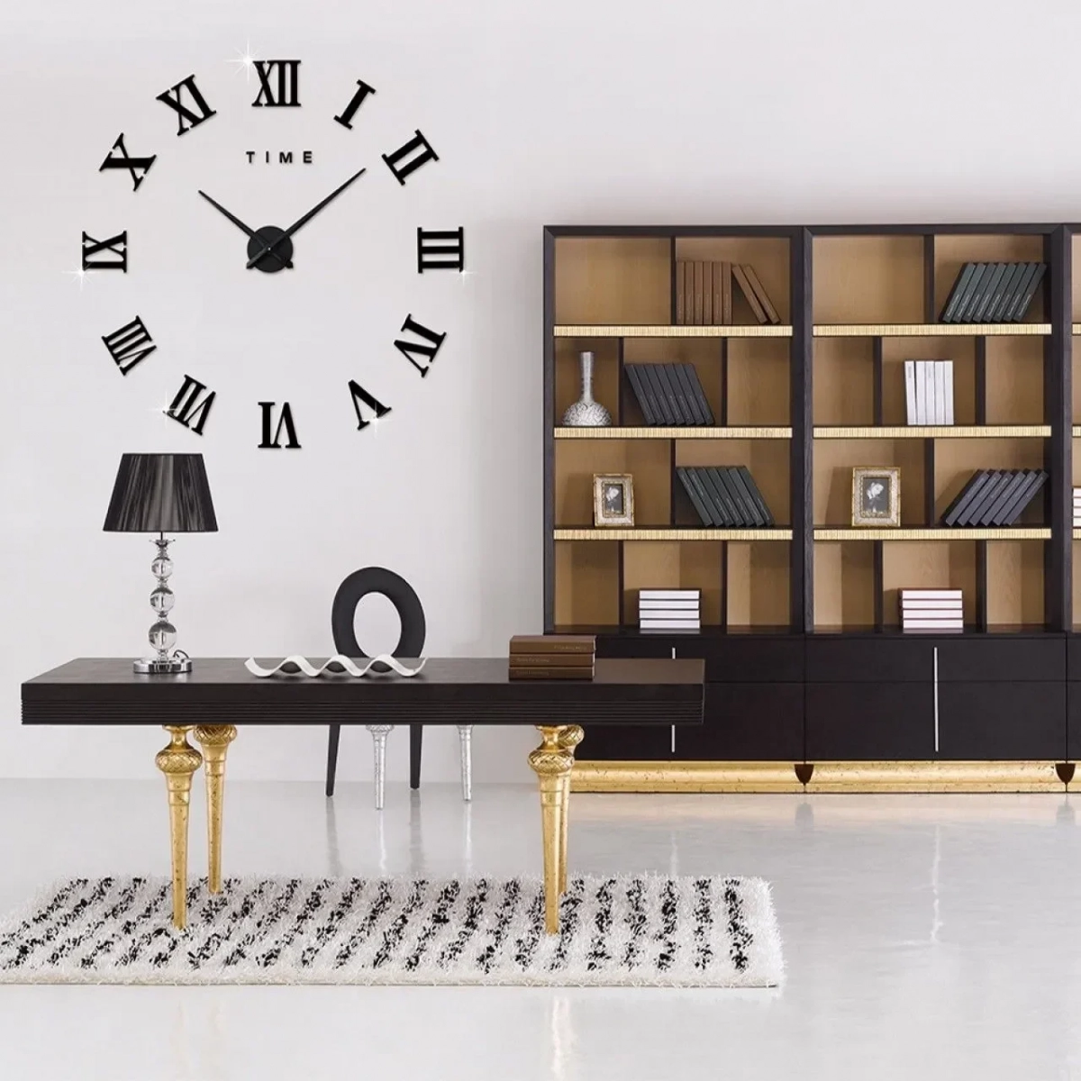 3D Ρολόι Τοίχου Roman Numbers DIY Μικρό (50 - 70cm) - Black