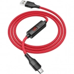 Hoco Braided / LED USB 2.0 to micro USB Cable Κόκκινο 1.2m (S13)
