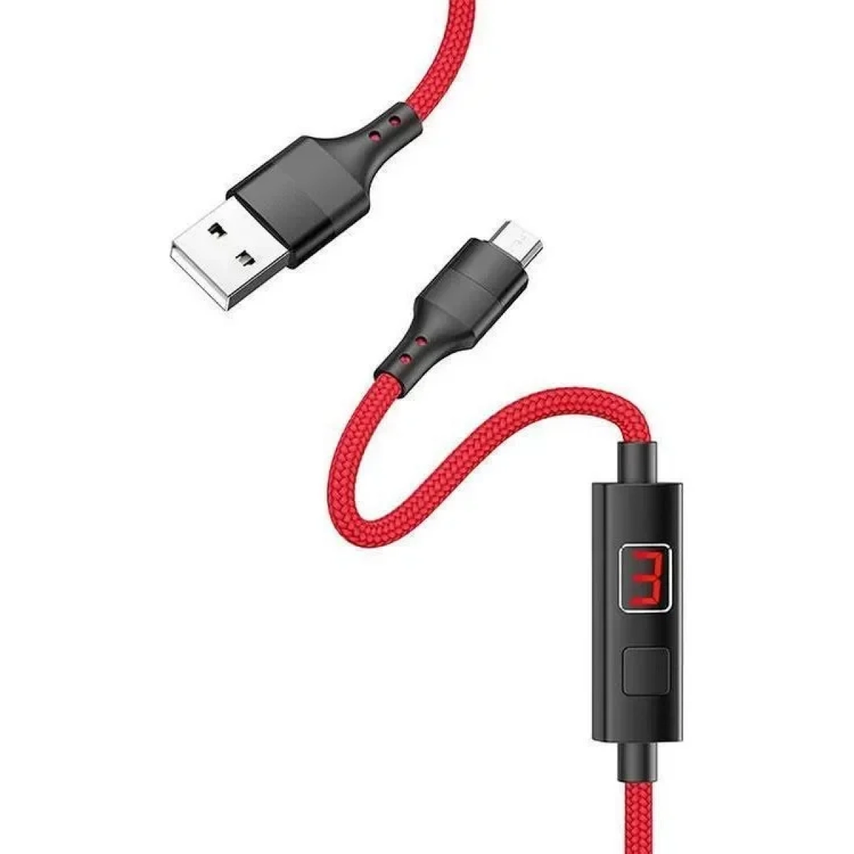 Hoco Braided / LED USB 2.0 to micro USB Cable Κόκκινο 1.2m (S13)