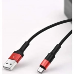 Hoco Braided USB 2.0 to micro USB Cable Μαύρο/Κόκκινο 1m (X26)