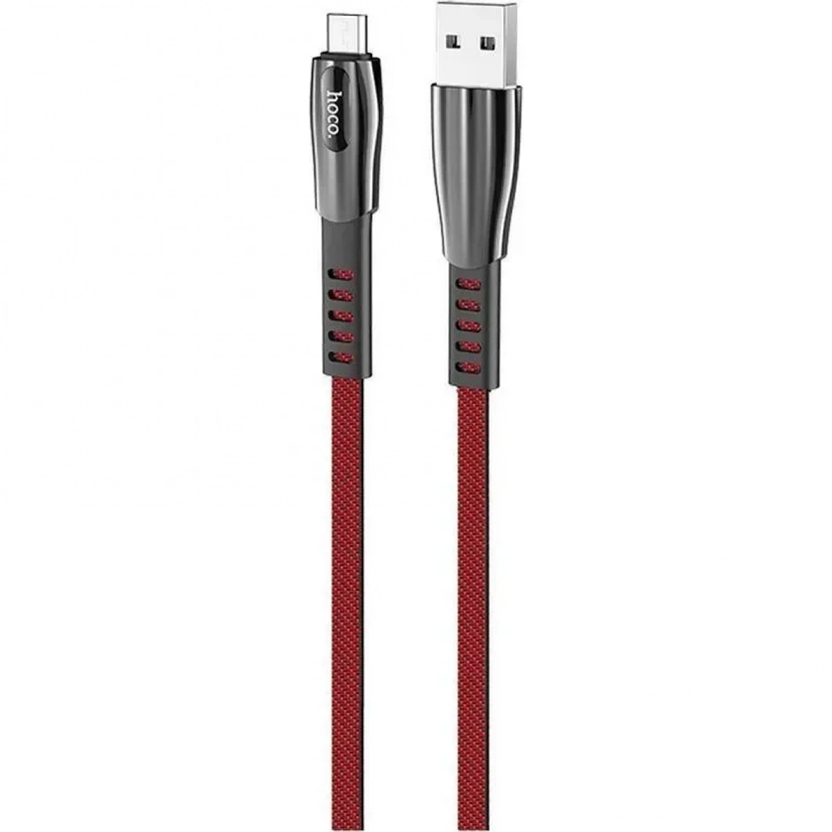 Hoco U70 Splendor Flat / LED USB 2.0 to micro USB Cable Κόκκινο 1.2m (711618)