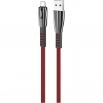 Hoco U70 Splendor Flat / LED USB 2.0 to micro USB Cable Κόκκινο 1.2m (711618)