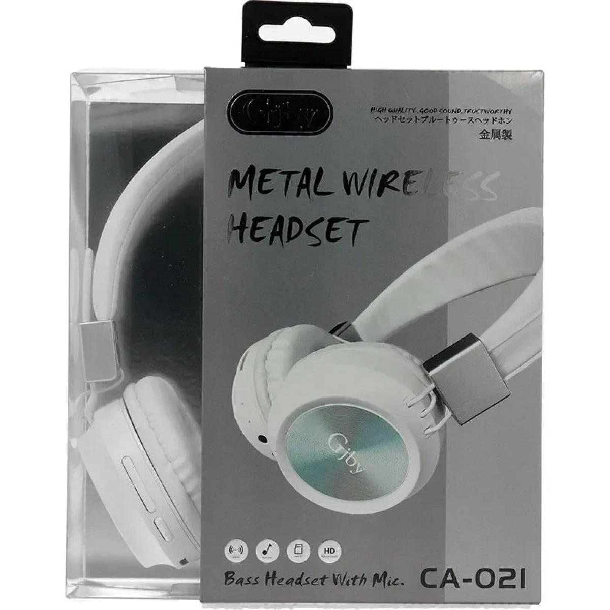 Gjby CA-021 Ασύρματα Bluetooth Over Ear Ακουστικά Λευκά