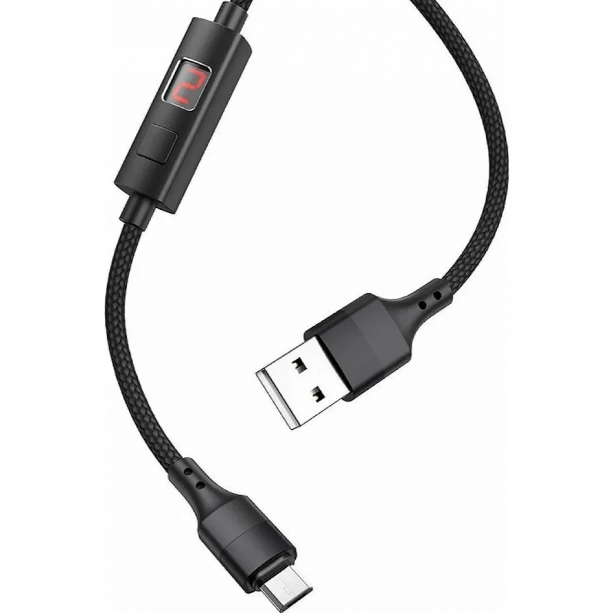 Hoco Braided / LED USB 2.0 to micro USB Cable Μαύρο 1.2m (S13)