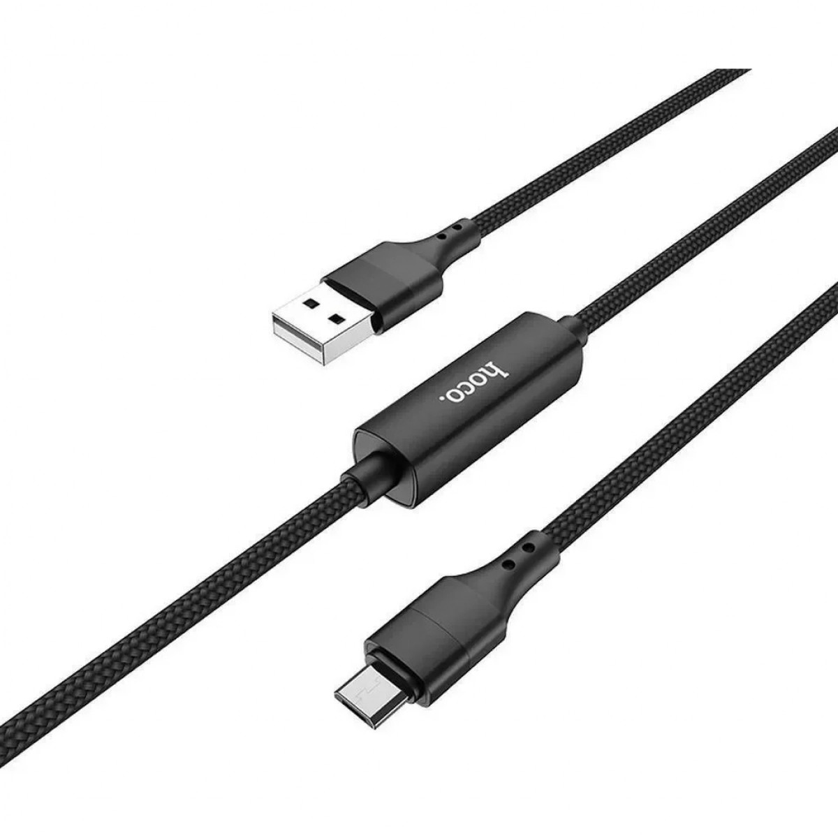 Hoco Braided / LED USB 2.0 to micro USB Cable Μαύρο 1.2m (S13)
