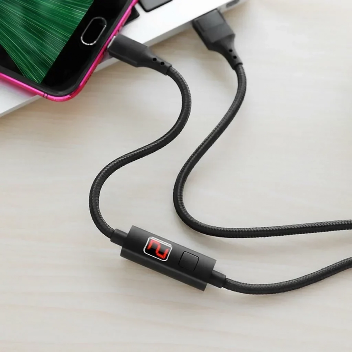 Hoco Braided / LED USB 2.0 to micro USB Cable Μαύρο 1.2m (S13)