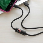 Hoco Braided / LED USB 2.0 to micro USB Cable Μαύρο 1.2m (S13)