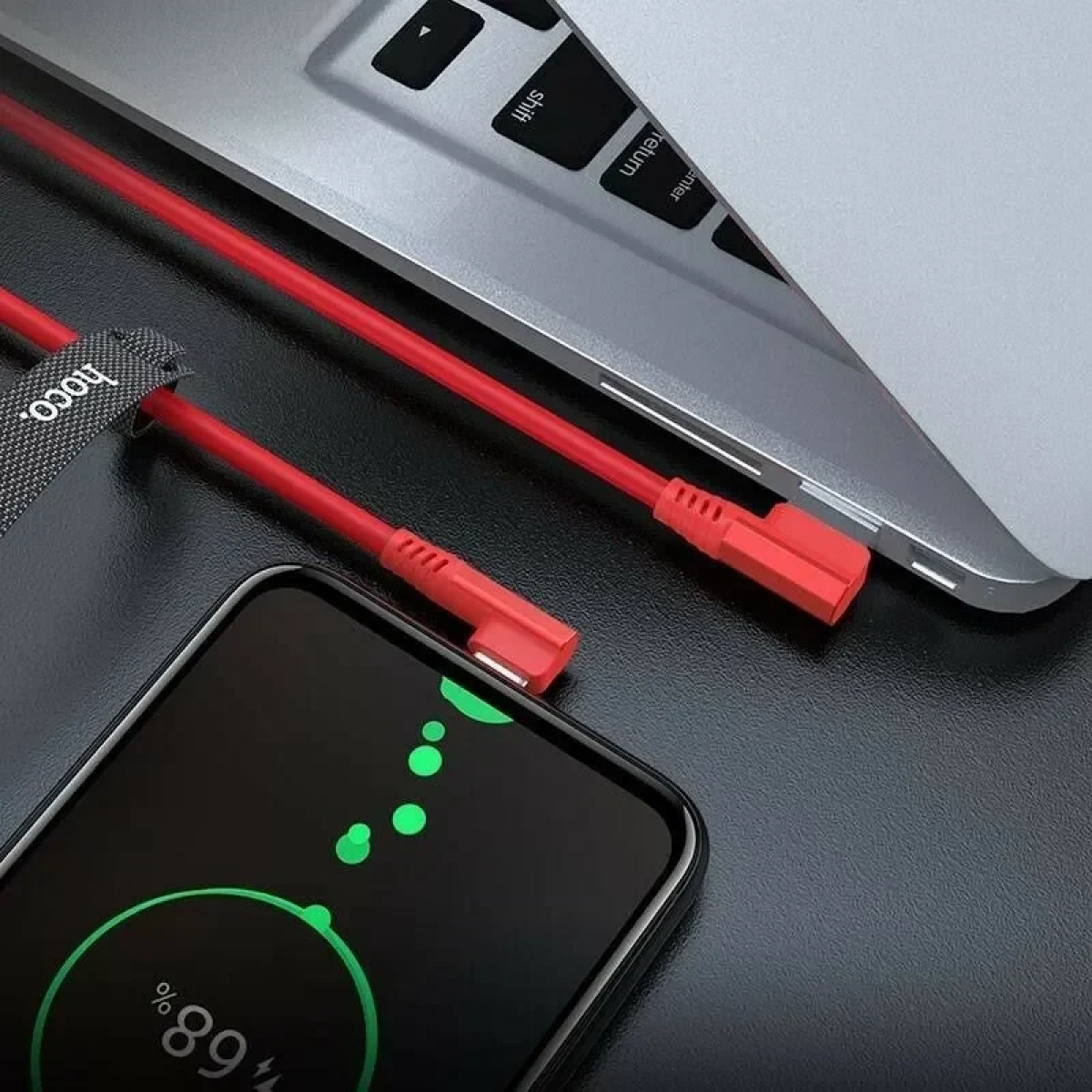 Hoco Angle (90°) USB 2.0 to micro USB Cable Κόκκινο 1.2m (HC-U83MR)
