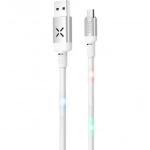 Hoco Braided / LED USB 2.0 to micro USB Cable Λευκό 1.2m (U63)
