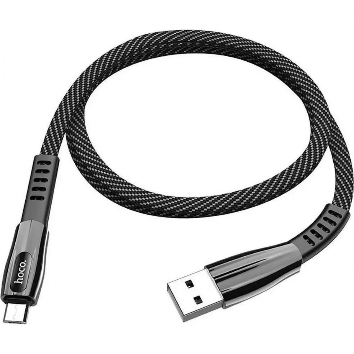 Hoco U70 Splendor Flat / LED USB 2.0 to micro USB Cable Γκρι 1.2m (711625)
