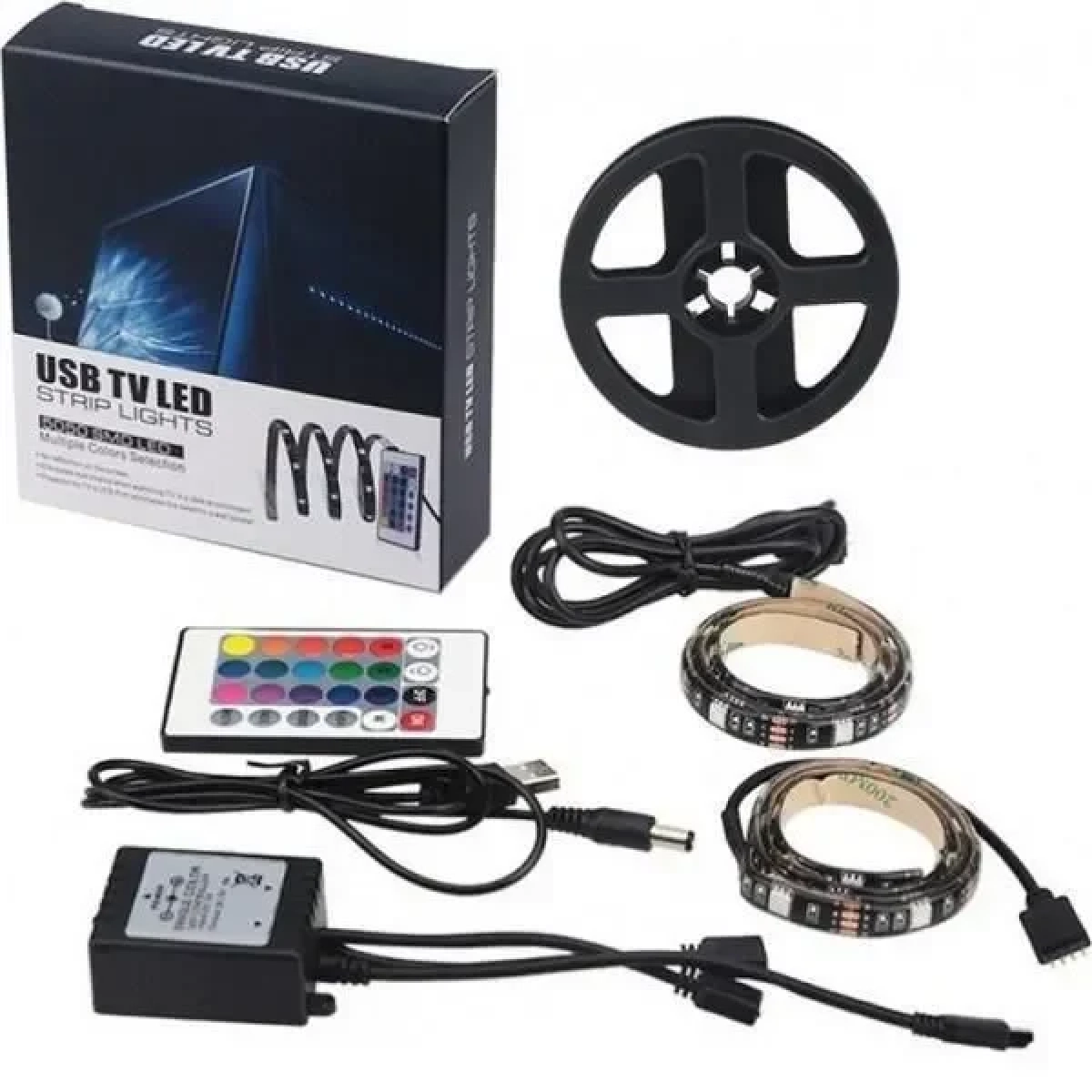 Αδιάβροχη Ταινία LED RGB 2x50cm με Τροφοδοτικό και Τηλεχειριστήριο SMD5050 USB (5V)
