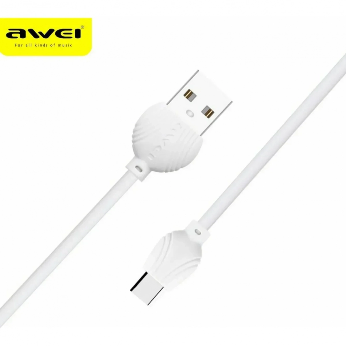 Awei Regular USB 2.0 Cable USB-C male - USB-A male Λευκό 1m (CL-62-WH)