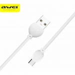Awei Regular USB 2.0 Cable USB-C male - USB-A male Λευκό 1m (CL-62-WH)