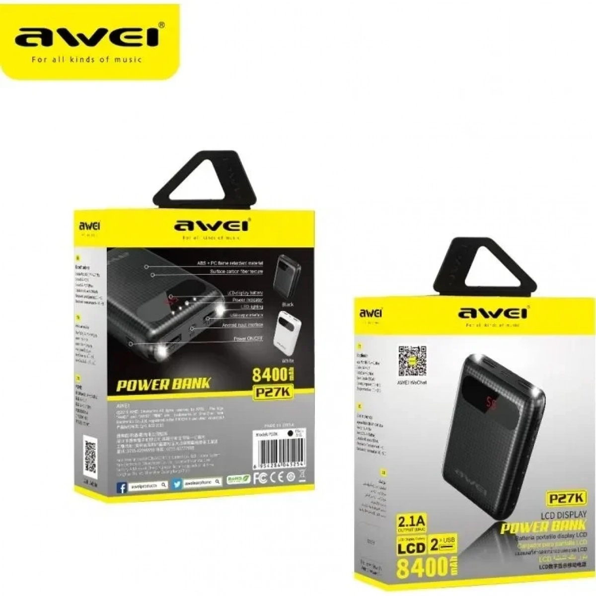 Awei P27K 8400mAh Μαύρο