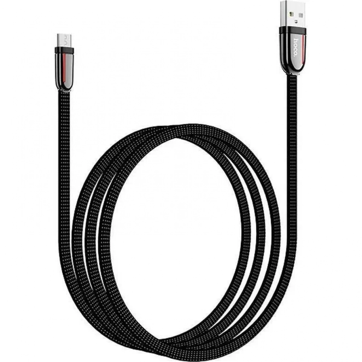 Hoco Braided / Flat USB 2.0 to micro USB Cable Μαύρο 1.2m (U74)