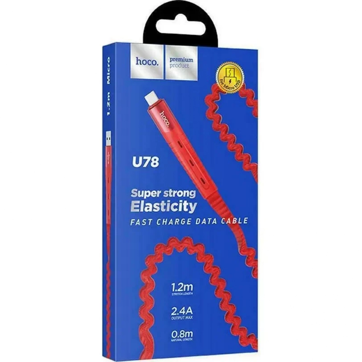 Hoco Flat USB 2.0 to micro USB Cable Κόκκινο 1.2m (U78)