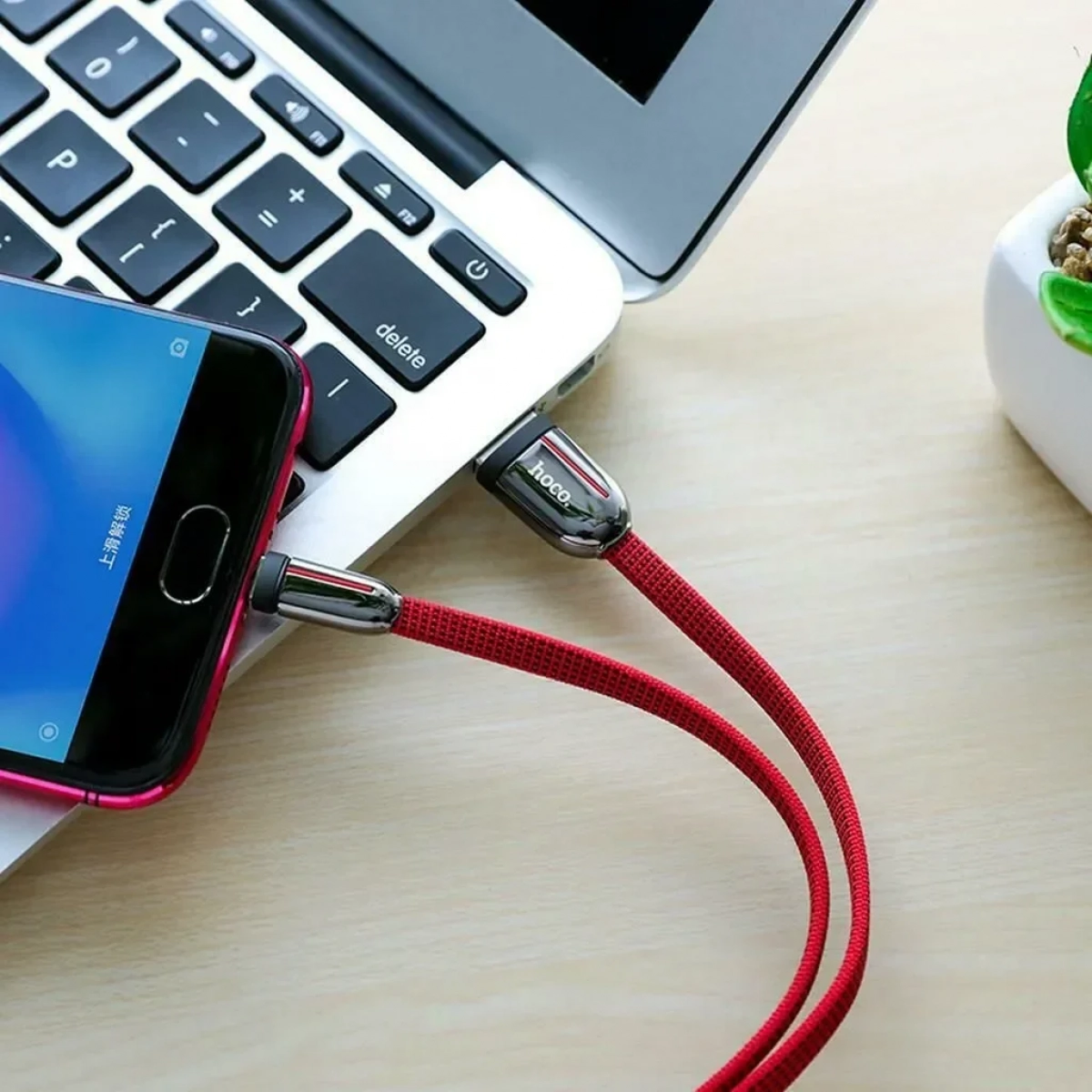 Hoco Braided USB 2.0 to micro USB Cable Κόκκινο 1.2m (U74)
