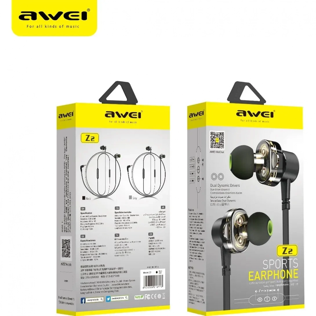 Awei Z2 In-ear Handsfree με Βύσμα 3.5mm Μαύρο