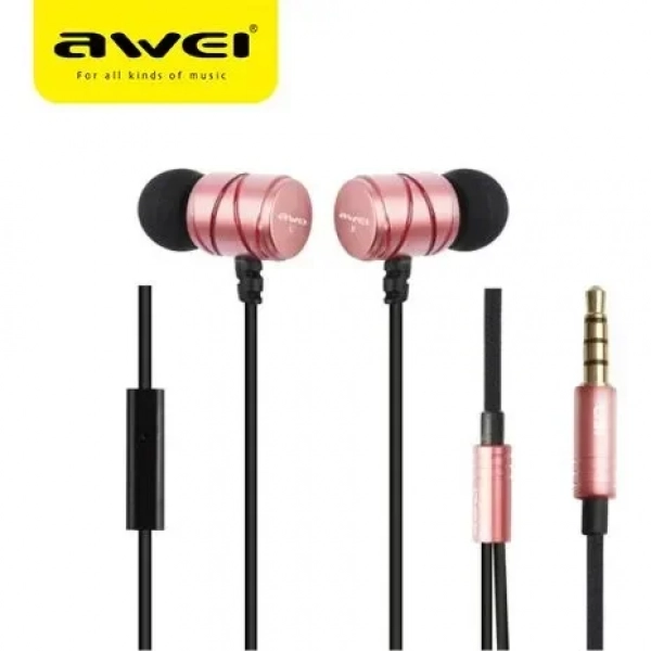 Awei Q5i In-ear Handsfree με Βύσμα 3.5mm Ροζ Χρυσό