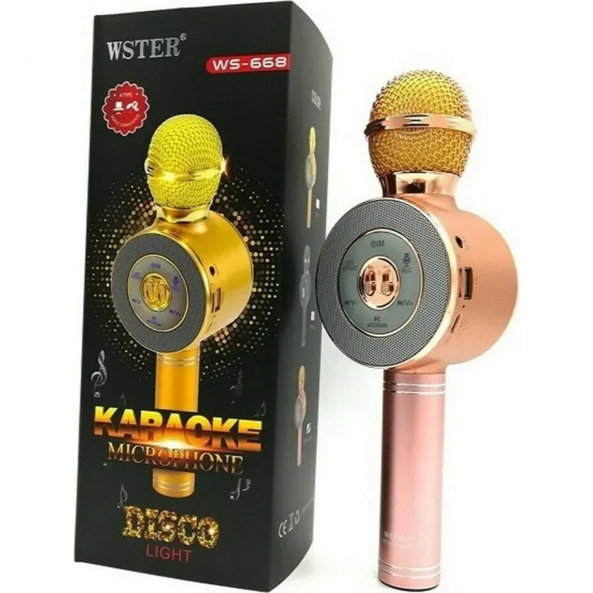 WSTER Ασύρματο Μικρόφωνο Karaoke WS-668 σε Ροζ Χρυσό Χρώμα