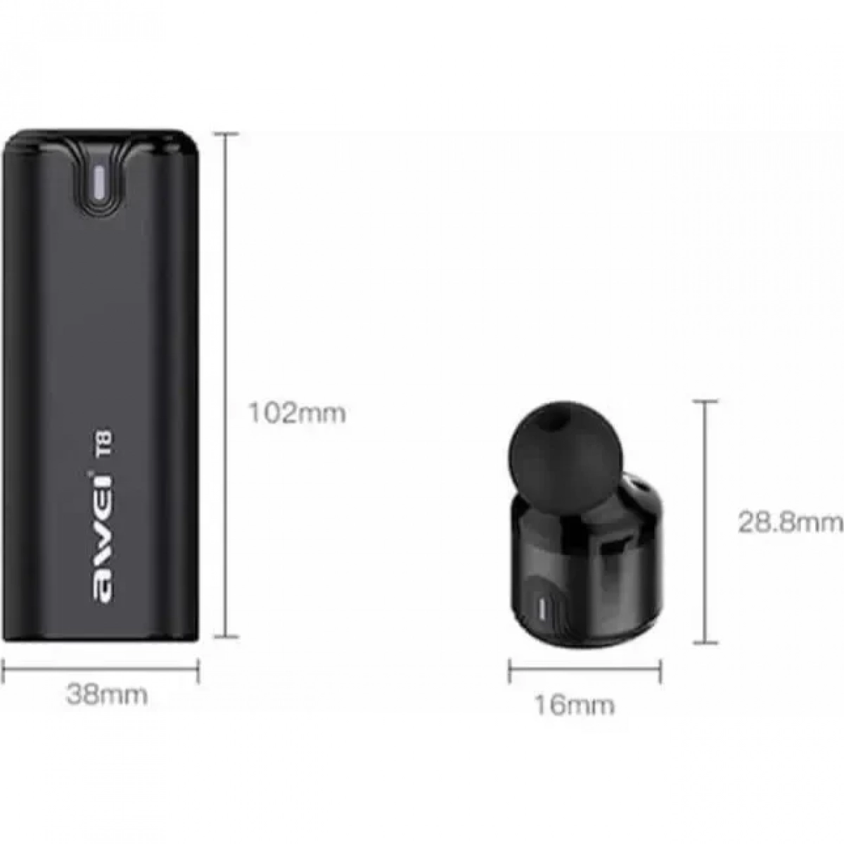 Awei T8 In-ear Bluetooth Handsfree Μαύρο