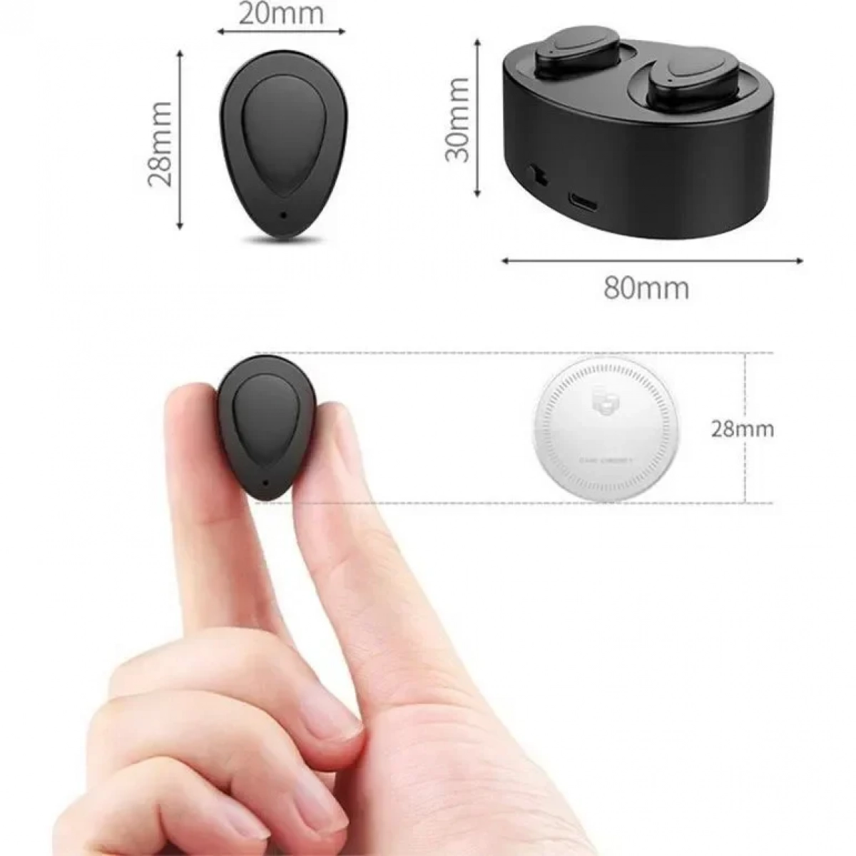 Awei Twins K2 In-ear Bluetooth Handsfree Μαύρο