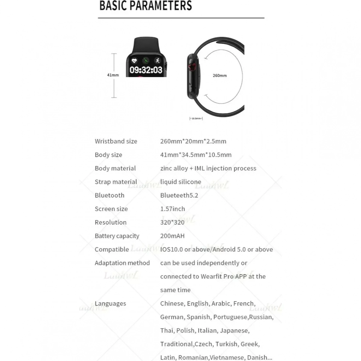HW12 40mm Smartwatch Μπλε